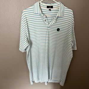 DUNHILL Stripe Polo Short Sleeve Top Teal/Green and White Size Large casual